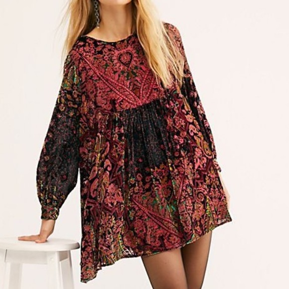 Last one!!!NWT Free People Velvet Minidress M cco$ - Picture 2 of 14